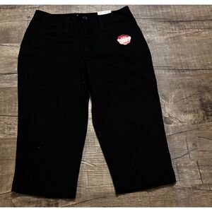 St Johns Bay Womens 4P Black Capri Pants Petite Dress Career Work NWT